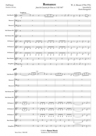Wolfgang Amadeus Mozart, Romance Horn and Wind Ensemble Partitur + Stimmen