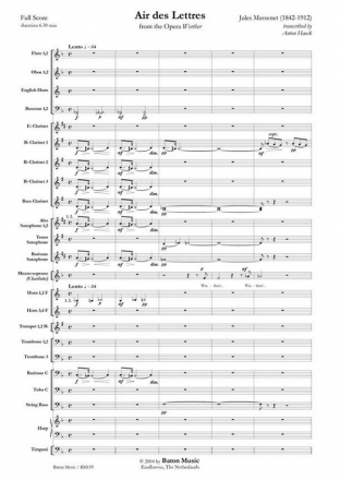 Jules Massenet, Air des Lettres from the Opera Werther Concert Band Partitur + Stimmen