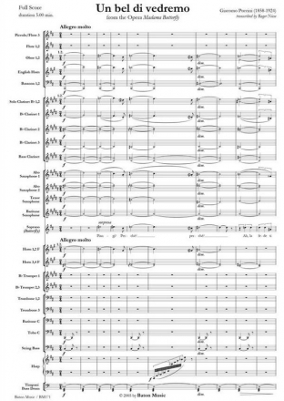 Giacomo Puccini, Un bel di vedremo Soprano and Symphonic Band Partitur + Stimmen
