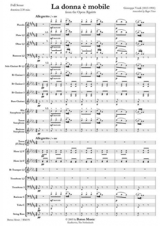 Giuseppe Verdi, La Donna  Mobile Tenor and Concert Band Partitur + Stimmen