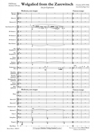 Franz Lehr, Wolgalied from Der Zarewitsch Euphonium and Symphonic Band Partitur + Stimmen