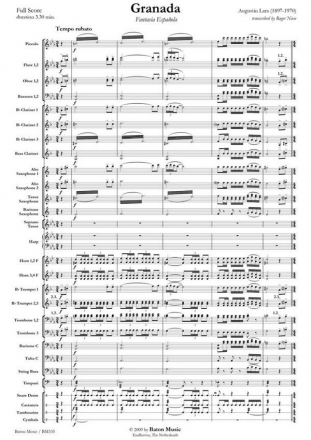 Pablo Sorozbal, No puedo ser Tenor and Symphonic Band Partitur + Stimmen