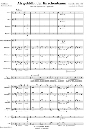 Carl Zeller, Als geblht der Kirschenbaum Soprano and Wind Ensemble Partitur + Stimmen