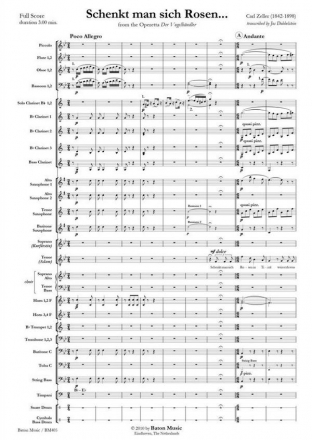 Carl Zeller, Schenkt man sich Rosen in Tirol Soprano, Tenor, Choir and Symphonic Band Partitur + Stimmen