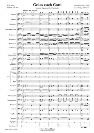 Carl Zeller, Grss euch Gott! Tenor, Choir and Symponic Band Partitur + Stimmen