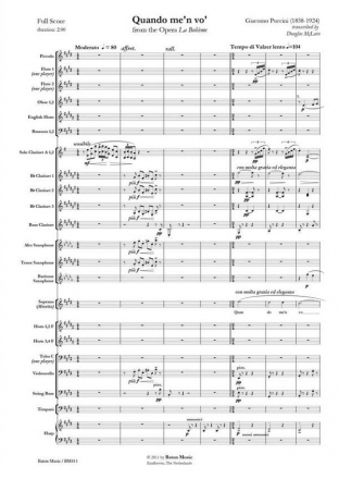 Giacomo Puccini, Quando me'en vo' Sopran and Concert Band Partitur + Stimmen