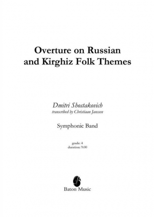 Dimitri Shostakovich, Overture on Russian and Kirghiz Folk Themes Concert Band/Harmonie Partitur + Stimmen