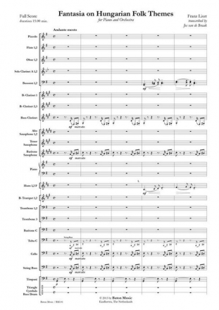 Franz Liszt, Fantasia on Hungarian Folk Themes Piano and Symphonic Band Partitur + Stimmen