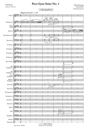 Edvard Grieg, Peer Gynt Suite No. 1 Concert Band Partitur + Stimmen