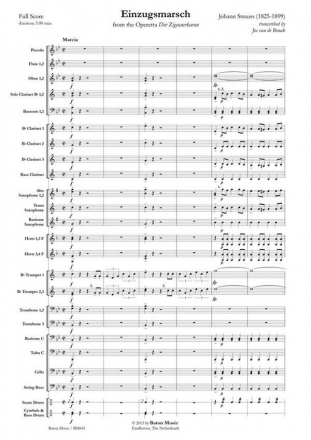 Johann Strauss, Einzugsmarsch aus der Operette Der Zigeunerbaron Concert Band/Harmonie Partitur + Stimmen