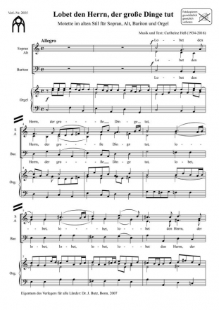 He�, Carlheinz, Lobet den Herren SABar und Orgel