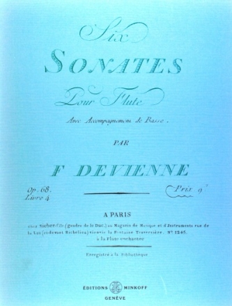 Six Sonates op.68 Livre 4 pour flute facsimile