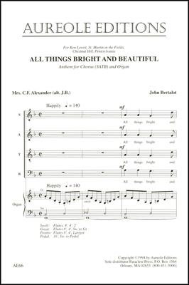 John Bertalot, All Things Bright and Beautiful Mixed Choir [SATB] and Organ Chorpartitur
