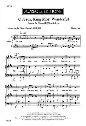 Gerald Near, O Jesus, King Most Wonderful Mixed Choir [SATB] and Organ Chorpartitur