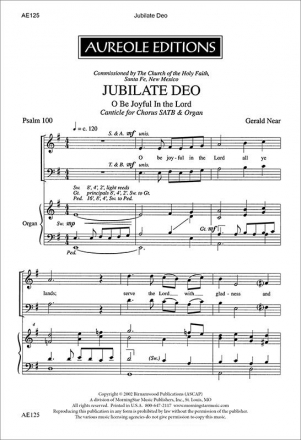 Gerald Near, Jubilate Deo Mixed Choir [SATB] and Organ Chorpartitur