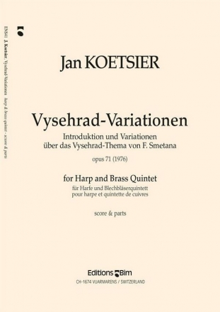 Jan Koetsier, Vysehrad-Variationen Op. 71 Brass Quintet and Harp Partitur + Stimmen