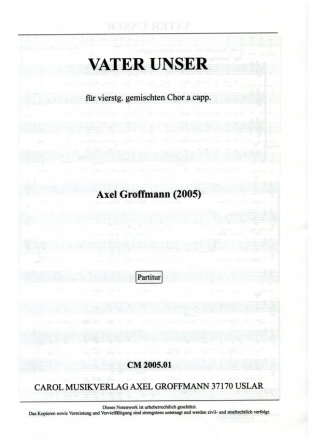 Vater Unser fr gem Chor a cappella Partitur