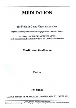 Meditation fr Flte in C und Orgel Partitur