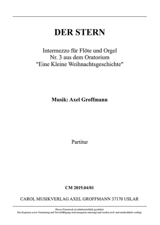 DER STERN (Intermezzo.) Nr. 3 aus dem Oratorium 'Eine Kleine Weihnacht Instrumentalstck Partitur