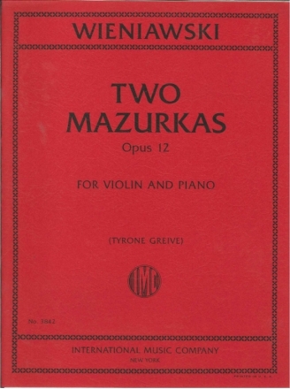 Henri Wieniawski, Two Mazurkas Op. 12 Violin and Piano Book & Part[s]