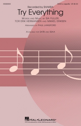 Mikkel Eriksen, Try Everything SSAA a Cappella Choral Score