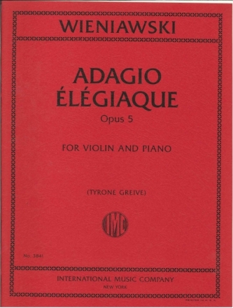 Henryk Wieniawski, Adagio Elegiaque Violin and Piano Book & Part[s]