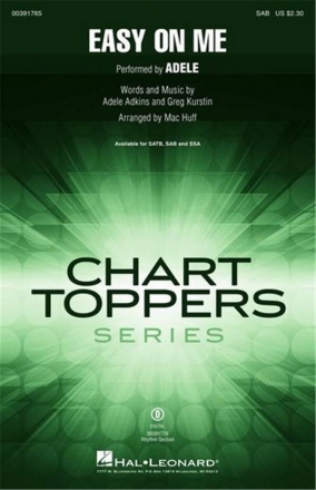 Easy On Me for mixed chorus (SAB) and piano chorus score