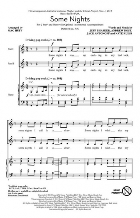 Some Nights for 2-part choir and piano choral score