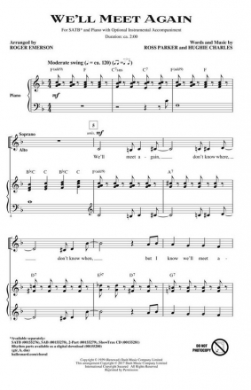 Ross Parker_Hughie Charles, We'll Meet Again SATB Chorpartitur
