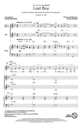 Lost Boy for female choir and piano choral score