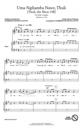 Uma Ngihamba Nawe, Thuli SATB a cappella Chorpartitur