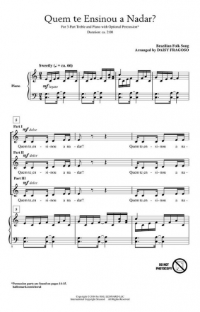 Quem te Ensinou a Nadar? 3-Part Treble Choir Chorpartitur