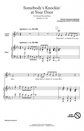 Somebody's Knockin' at Your Door 2-Part Choir Chorpartitur
