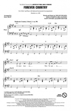 Bill Danoff_Dolly Parton_John Denver_Taffy Nivert_Willie Nelson, Forev 2-Part Choir Chorpartitur