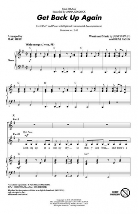 Benj Pasek_Justin Paul, Get Back Up Again 2-Part Choir Chorpartitur