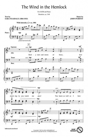 John Purifoy, The Wind in the Hemlock SATB Chorpartitur
