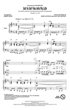 Got to Get You into My Life SATB Chorpartitur