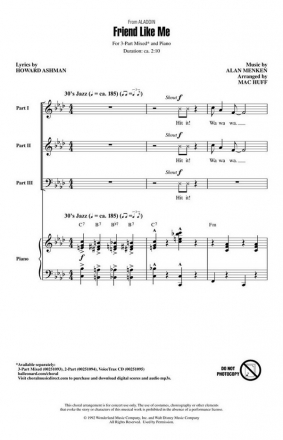 Alan Menken, Friend Like Me 3-Part Mixed Choir Chorpartitur