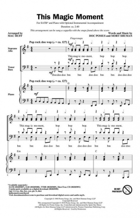 Doc Pomus_Mort Shuman, This Magic Moment SATB Chorpartitur
