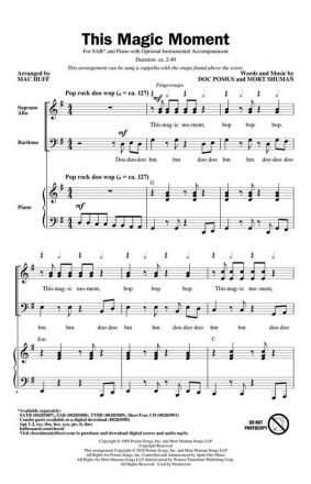 Doc Pomus_Mort Shuman, This Magic Moment SAB Chorpartitur