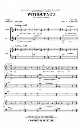 Dale Trumbore, Without You SATB divisi a cappella Chorpartitur