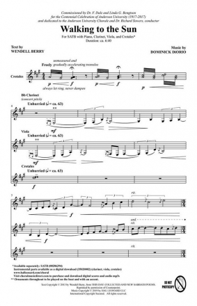Dominick DiOrio, Walking to the Sun SATB Chorpartitur