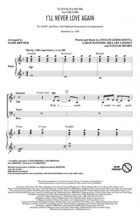 I'll Never Love Again SATB Chorpartitur