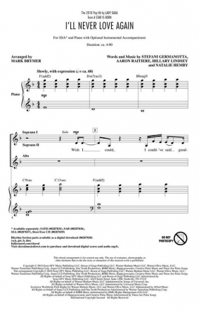 I'll Never Love Again SSA Chorpartitur
