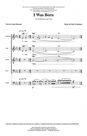 Dale Trumbore, I Was Born SATB Chorpartitur