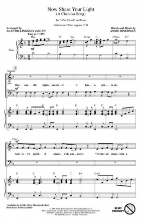 Annie Dinerman, Now Share Your Light (A Chanuka Song) 3-Part Mixed Choir Chorpartitur