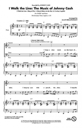 I Walk the Line: The Music of Johnny Cash for mixed choir and piano choral score