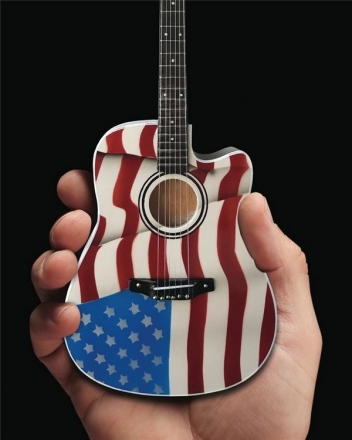 Toby Keith Signature Usa Flag Miniature Guitar Replica Collectible