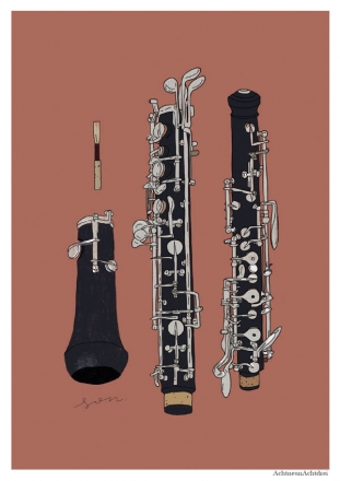 Illustrated Postcard Oboe 1 Format: 100x148mm Postkarte