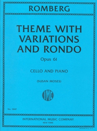 Sigmund Romberg, Theme With Variations and Rondo Cello und Klavier Buch + Einzelstimme(n)